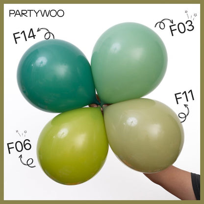 PartyWoo Sage Green Balloons 100pcs Different Sizes of 18 12 10 5 Inch Olive Boho Green Latex Balloon Arch Kit for Wedding Birthday Dinosaur Jungle Golf Football Theme Party Decorations Green-F11