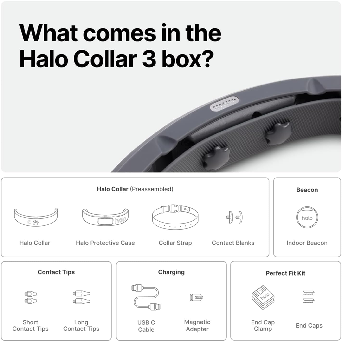 Halo Collar 3, Multifunctional GPS Wireless Dog Fence & Dog Training Collar with GPS Tracker, Subscription Required, Waterproof, Graphite (Medium/Large)