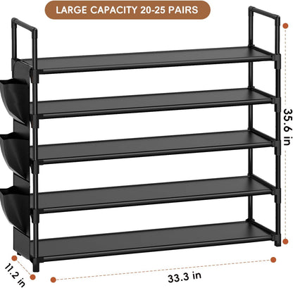OYREL 5-Tier Shoe Organizer Rack - Space-Saving Shoe Holder for Closet, Entryway, Garage | Holds 20-25 Pairs