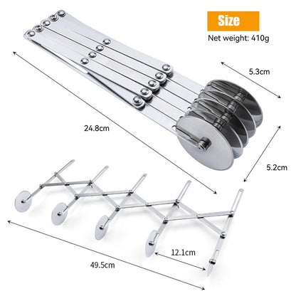 5 Wheel Pastry Cutter, Stainless Steel Pizza Slicer, Expandable Dough Cutter, Multi-Round Pastry Knife, Baking Cutter Roller Cookie Ravioli Cutter Wheel Divider