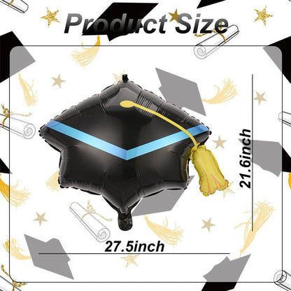 6Pcs Graduation Balloons - 22 Inch Black Graduation Cap Balloons - Grad Hat Balloon for Graduations Decorations Class of 2026 - Grad Party Decorations 2026