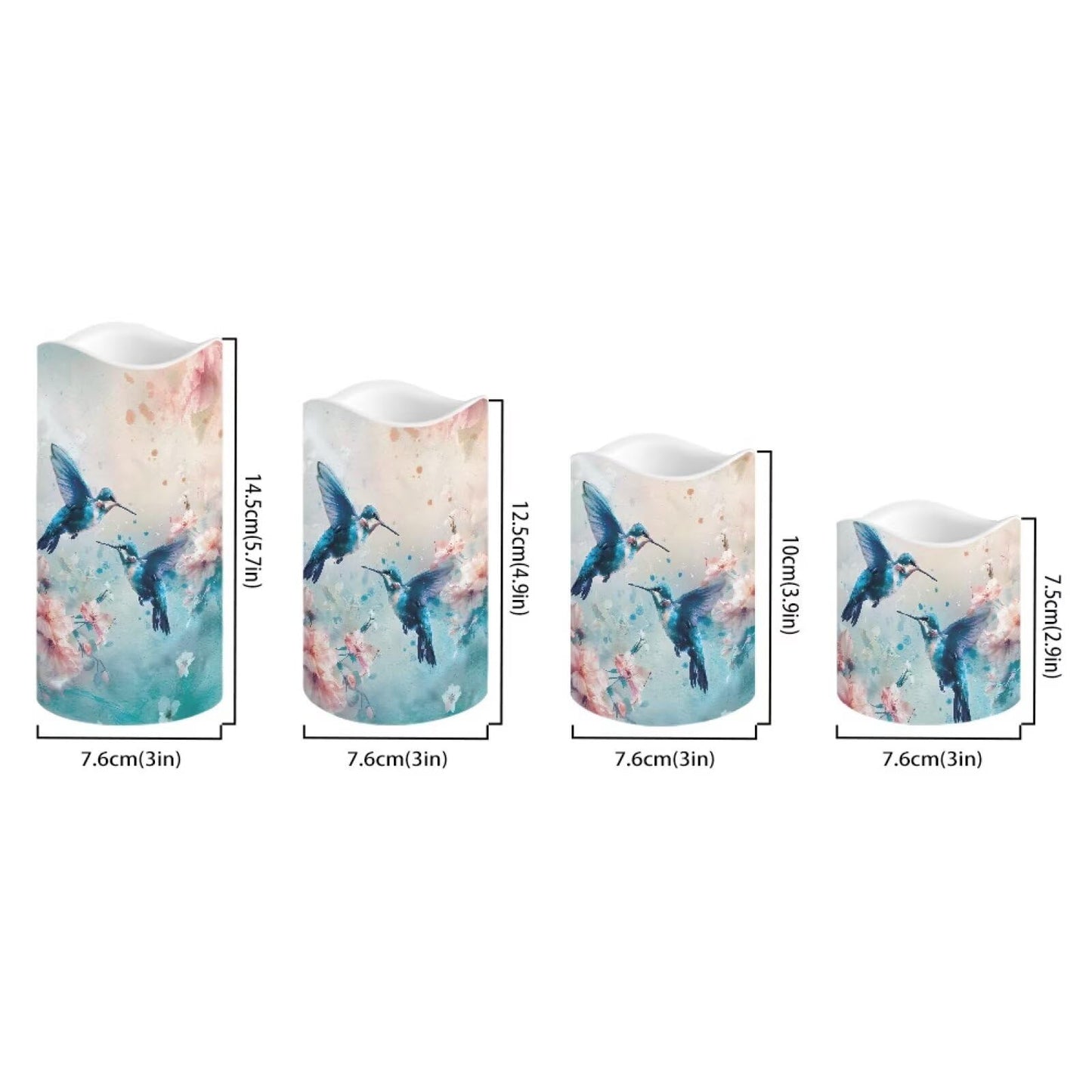 Cozeyat Blue Bird Anniversary Gift Flameless Candles 4 Pack Battery Operated with Remote Timer LED Pillar Candles Flickering Waterproof for Indoor Outdoor