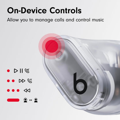 Beats Studio Buds + | True Wireless Noise Cancelling Earbuds, Enhanced Apple & Android Compatibility, Built-in Microphone, Sweat Resistant Bluetooth Headphones, Spatial Audio - Transparent
