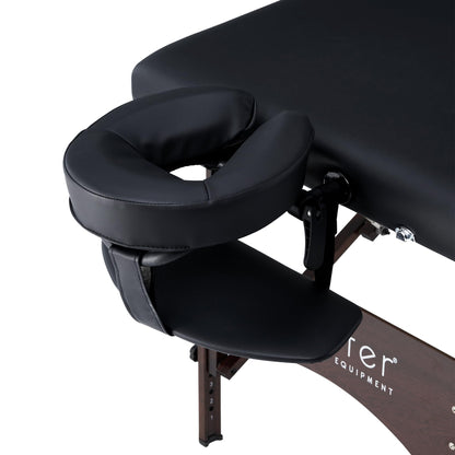 Master Massage Argo 28" Portable Massage Table with Walnut Legs – Spa Bed, Lash Table, Tattoo Bed, Beauty Bed – Black (Extra Music Face Cushion)