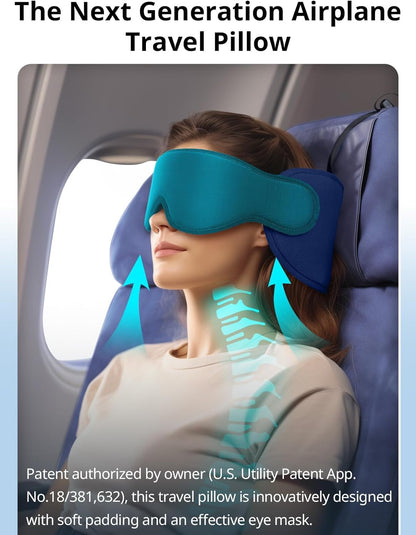 Inspireyes Travel Pillows for Airplanes, FSA HSA Eligible Approved Travel Accessories for Long Flight, Car Travel Pillow for Kids, Eye Mask for Sleeping Airplane, Light Black
