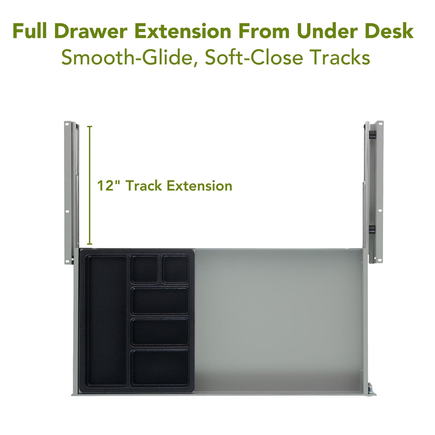 Perfect POSTURE Max Under Desk Storage Drawer – Large Desk Drawer with Lock for Regular & Sit-Stand Standing Desks, Gray (13" x 26.5")