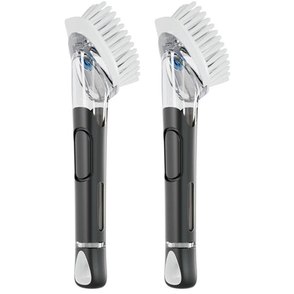 RIMAY Soap Dispensing Dish Brush, Dish Scrubber with Soap Dispenser, Dish Soap Brush, Dish Wand with Soap Dispenser Kitchen Brush for Dishes, Pans, Sink, Pots（2 Pack）