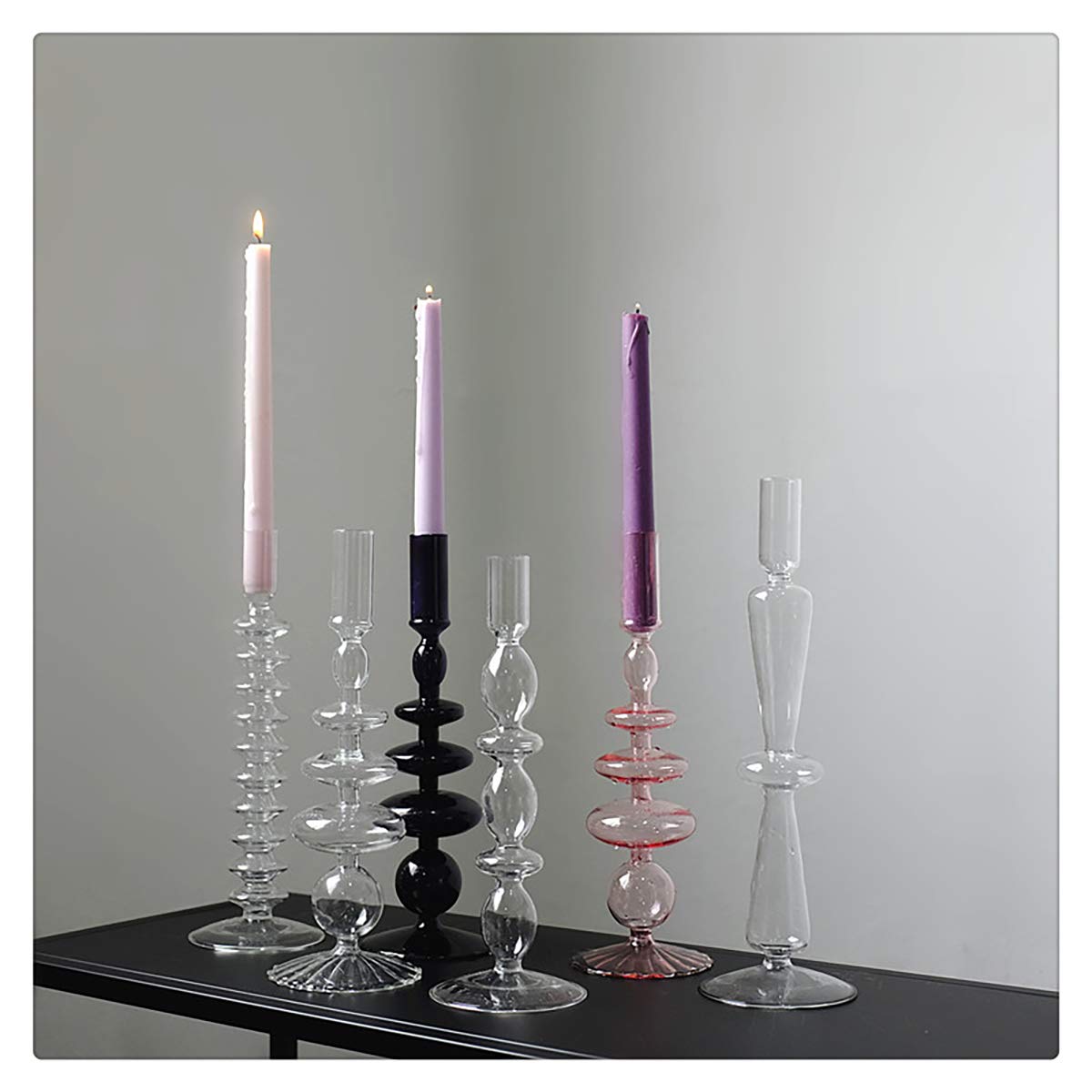 LKXHarleya Glass Candlesticks Holders, Retro Glass Candle Holder for Taper Candle Table Centerpiece Wedding Party Home Decoration, Orange