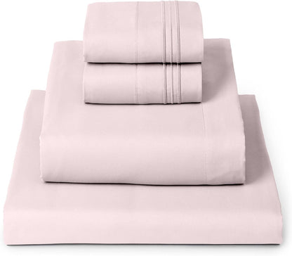 Mellanni Queen Sheets Set - 4 PC Hotel Luxury Bedding | Extra Soft, Cooling & Stain Resistant (Blush Pink)