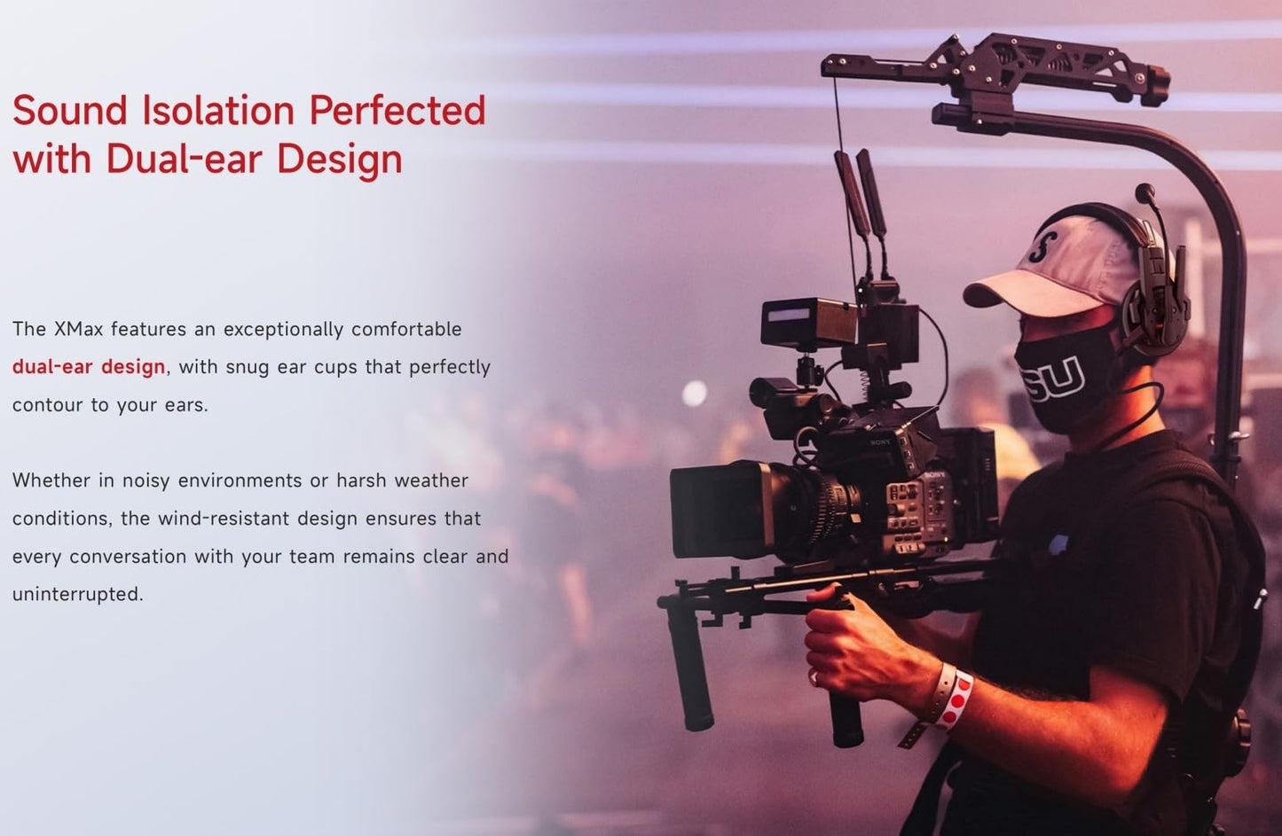 SYNCO XTALK XMax2 Wireless Intercom Headset System 2.4GHz 1640 feet 500 Meters Dual-Ear Team Communication Headset for Live Show Stage Performance Movie Shoot
