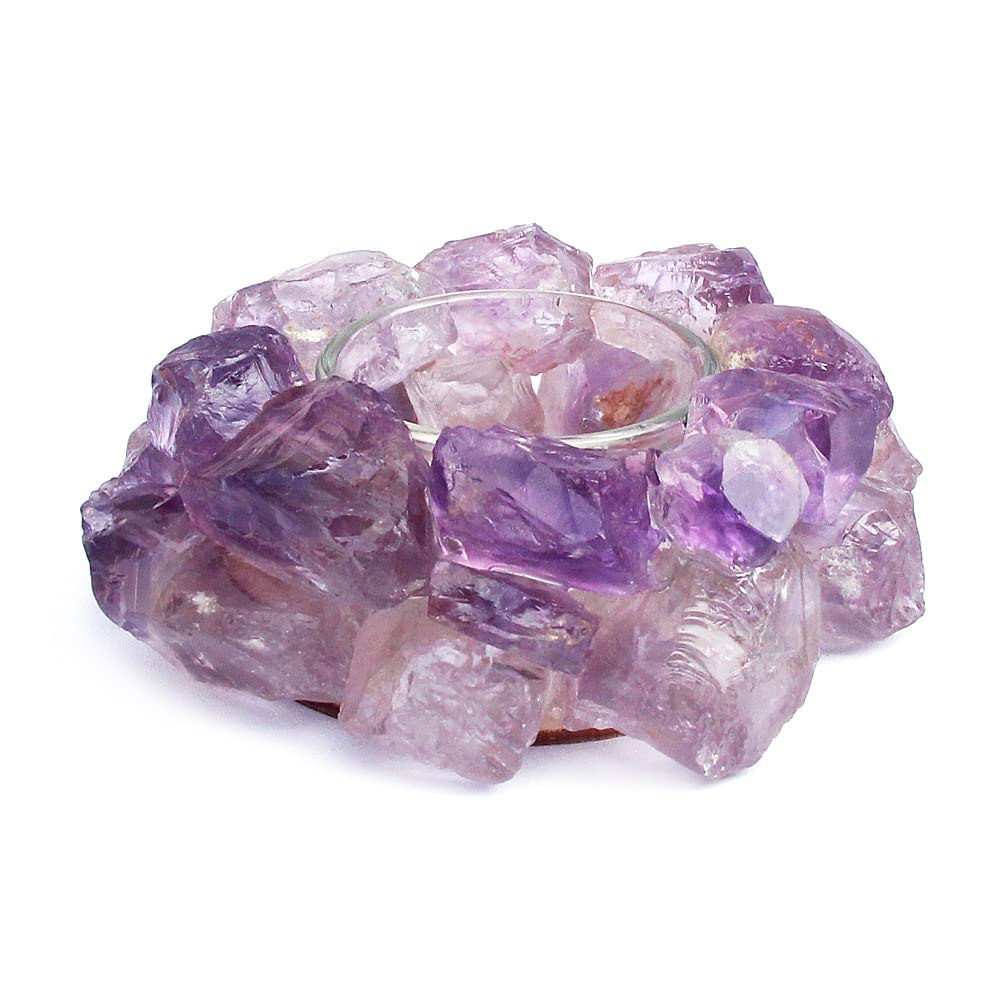 Natural Amethyst Rough Stone Votive Candle Holder Tealight Quartz Crystal Healing Gemstone Tealight Holder Home Decor Reiki Stone