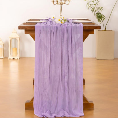 Socomi 3pcs Lilac Purple Lavender Cheesecloth Table Runner Summer Boho Rustic Gauze 120 inch 10FT Cheese Cloth Sheer Runner for Wedding Party Baby Shower Birthday Home Decor Holiday Decorations