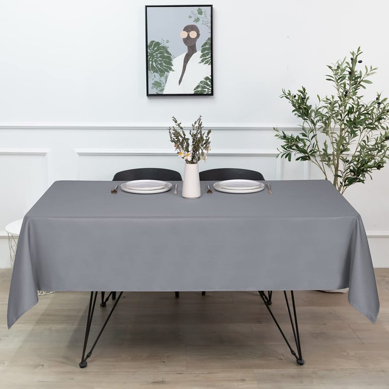 sancua Rectangle Tablecloth - 60 x 120 Inch - Stain and Wrinkle Resistant Washable Polyester Table Cloth, Decorative Fabric Table Cover for Dining Tables, Buffet Parties and Camping, Light Grey