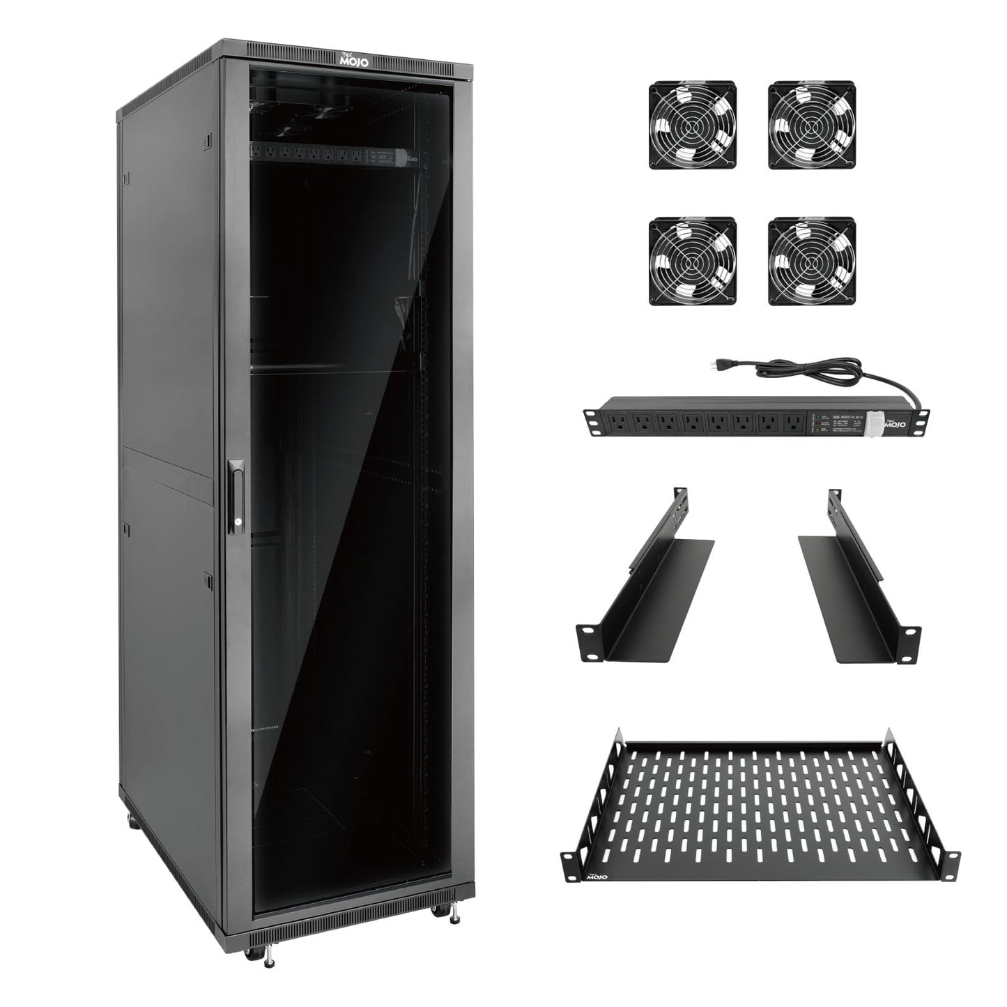 Tecmojo 42U Server Rack Network Cabinet 39.4" D x 23.6" W, Locking Data Cabinet Enclosure for 19" Server, Networking, AV & IT Equipment, Glass Door, Black