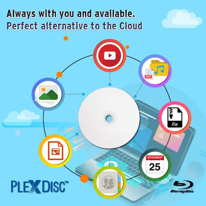 PLEXDISC 645-212 50 GB 6X Blu-ray Double Layer White Inkjet Recordable Disc BD-R DL, 10-Disc Spindle