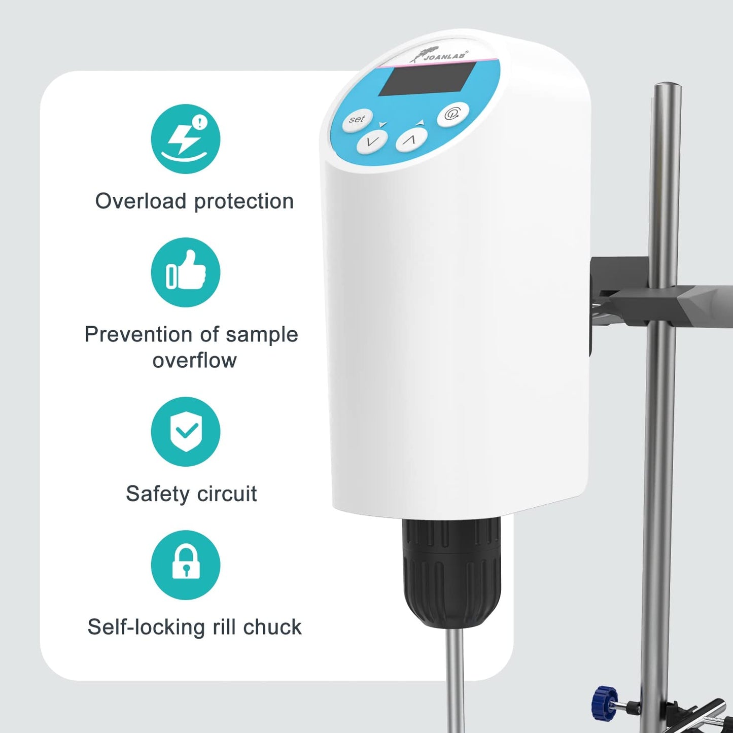 JOANLAB Digital Overhead Stirrer Mixer Electric Laboratory Industrial Liquid Mixer Stirring 30,000mPa.s,20L,100-2000RPM Adjustable