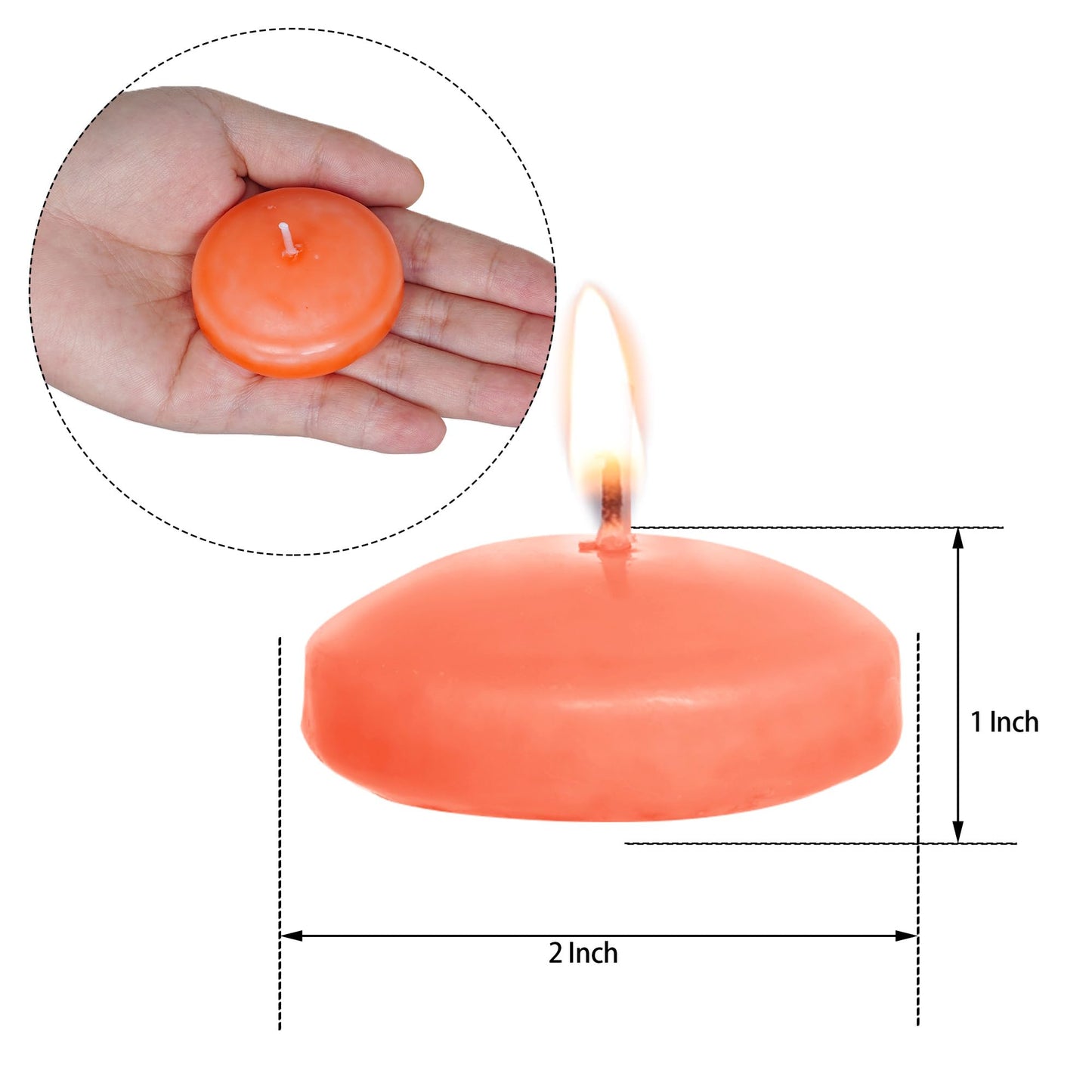Floating Candles Centerpieces - 20 Pack 2 Inch Floating Candles for Centerpieces, Nice for Halloween, Christmas, Thanksgiving, New Year & More - Good for Home Decor & Centerpieces (Orange)