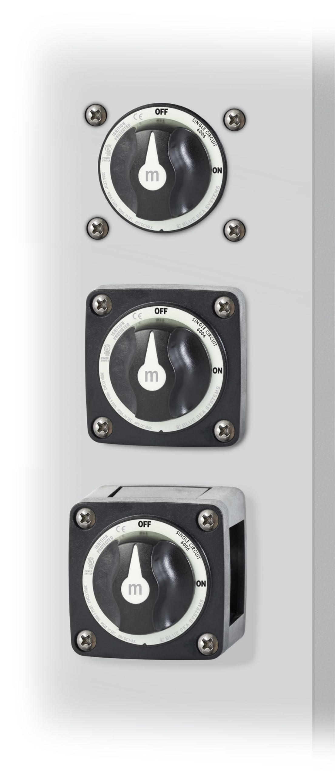 Blue Sea Systems m-Series Mini On-Off Battery Switch with Knob, Black