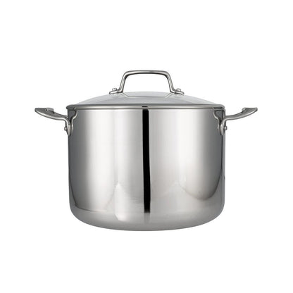 Tramontina Tri-Ply Clad Stainless Steel 8-Quart Stock Pot with Glass Lid, Induction-Ready Pasta Pot, Dishwasher-Safe, NSF-Certified