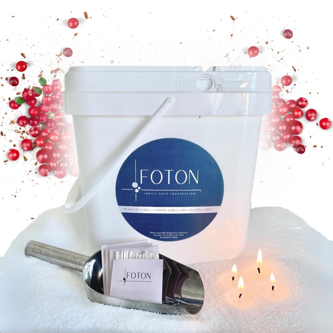 Foton Pearled Candle 9lb - Bulk Mulled Magic Fall Scent Non Toxic Luxury Long Lasting Powder Wax Sand Candles - Refillable Pearl Foton Candle Sand with 100 Wicks for Candles Making