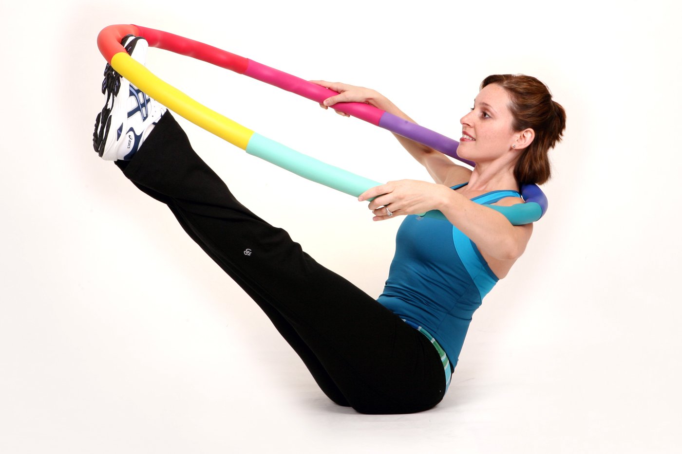 Sports Hoop Weighted Hula Hoop, ACU Hoop 5L - 4.9 lb Large, Weight Loss Fitness Workout with ridges. (Rainbow Colors)