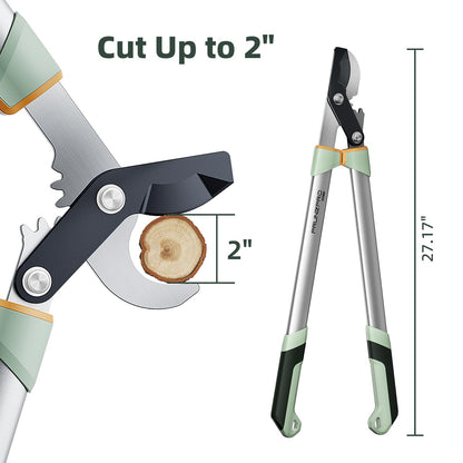 PrunePro Loppers for Tree Trimming Stainless Steel Branch Cutter Heavy Duty Bypass Tree Pruner Rust Resistant Sharp Blade Up to 2" Tree Limb Trimmer for Gardening