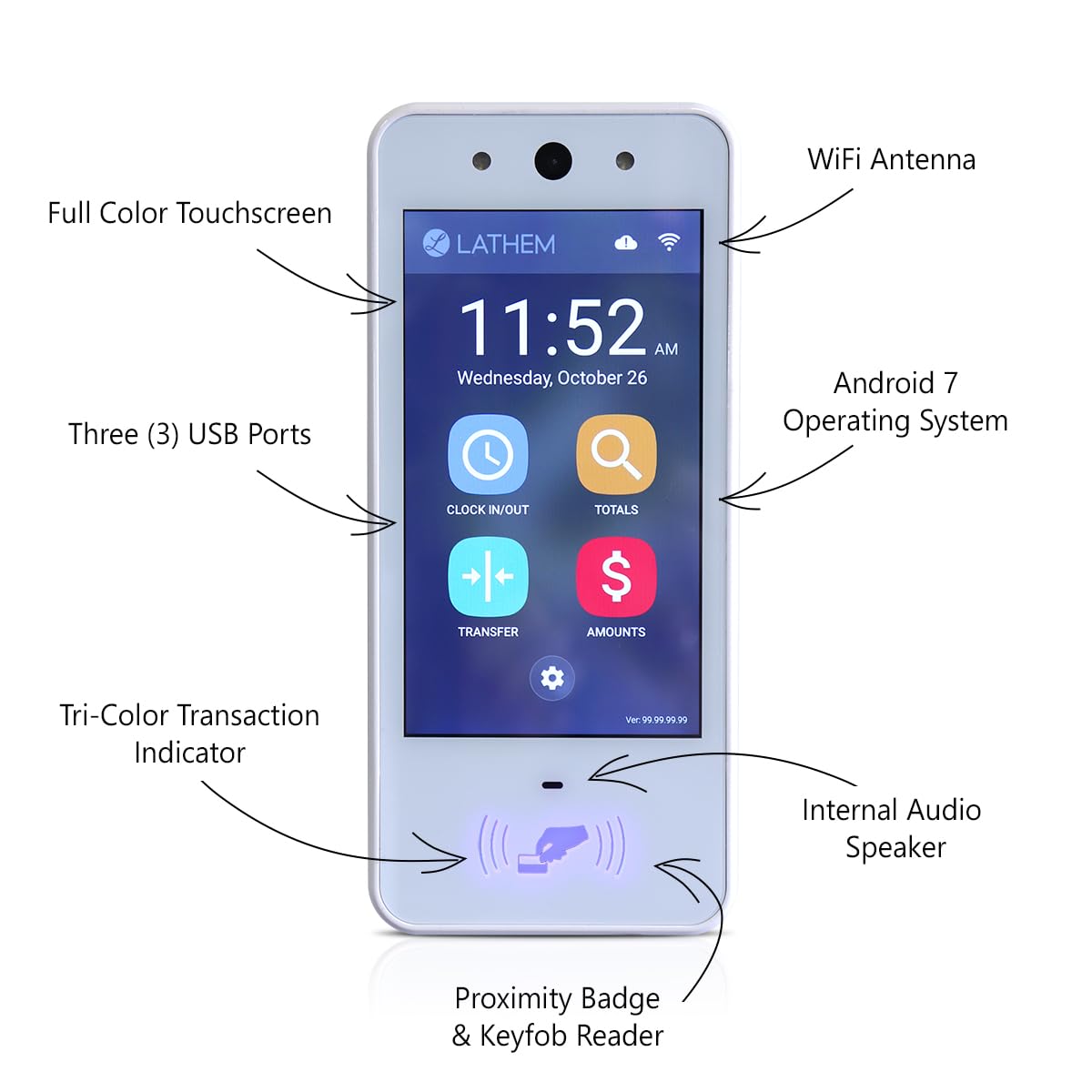 Lathem Touch-Free Wi-Fi Time Clock System w/ 15 Badges (PCEXPRESS)