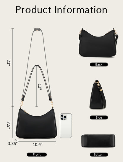 LONG VACATION Purse Shoulder Bag for Women - Cute Hobo Clutch Purse Trendy Underarm Handbag with Zipper & Straps for Daily Use