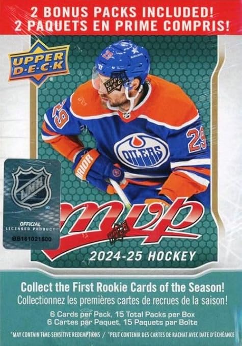 2024/25 Upper Deck MVP Hockey HUGE EXCLUSIVE Factory Sealed 15 Pack Blaster Box with 90 Mint Cards including (3) Short Prints &amp (2) Insert Cards! Your 2024/25 Hockey Collection Starts Here!
