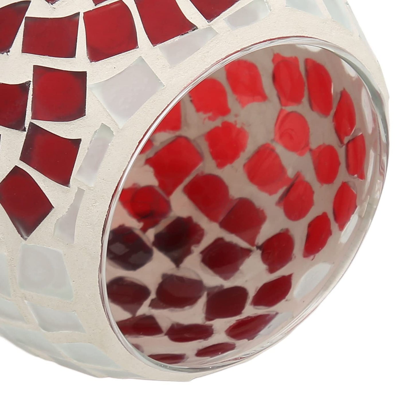 Haofy Mosaic Candle Holder Handcrafted Glass Heart Pattern 4x4 Inch for 3 Inch Pillar Candle, Stained Glass Holder with Sparkling Light Reflection for Living Room Wedding