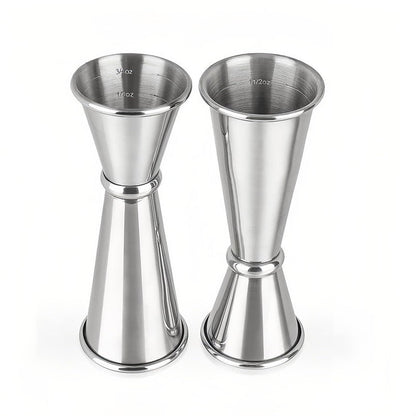 2-Piece Dual-Sided Bartending Jigger Set - 1oz & 2oz Measured Markings, 304 Stainless Steel, Food-Grade Cocktail Measuring Tool for Professional & Home Bars