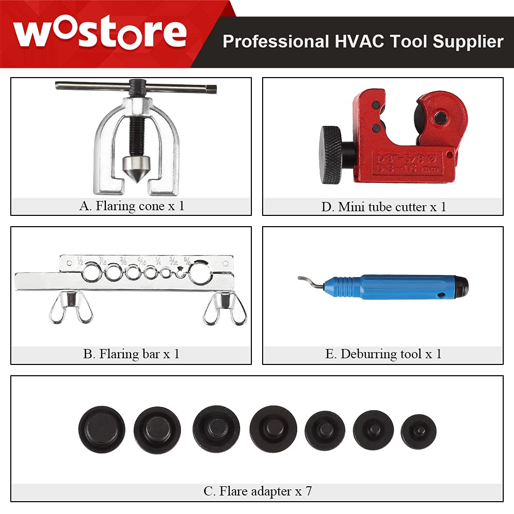 Wostore Double Flaring Tool Kit Copper Line Tube Cutter