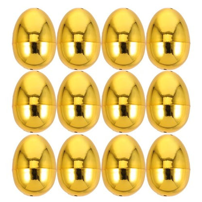 DECHOUS 12Pcs Golden Plastic Easter Eggs Fillable 2.4 Inch Easter Baskets Stuffers Shiny Metallic Empty Eggs for Hunt Game, Spring Festive Party Favor, Classroom Prizes