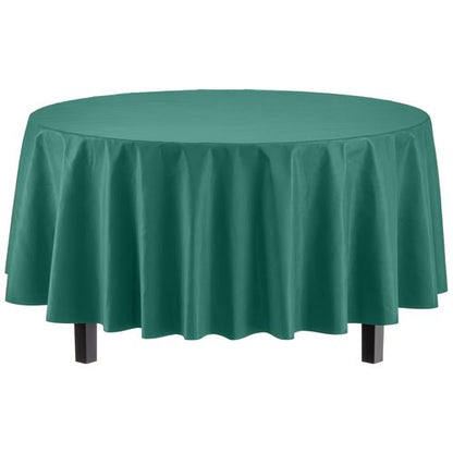 Exquisite Party Solids 6-Pack Premium Plastic Tablecloth 84in. Round Plastic Table Cover - Dark Green