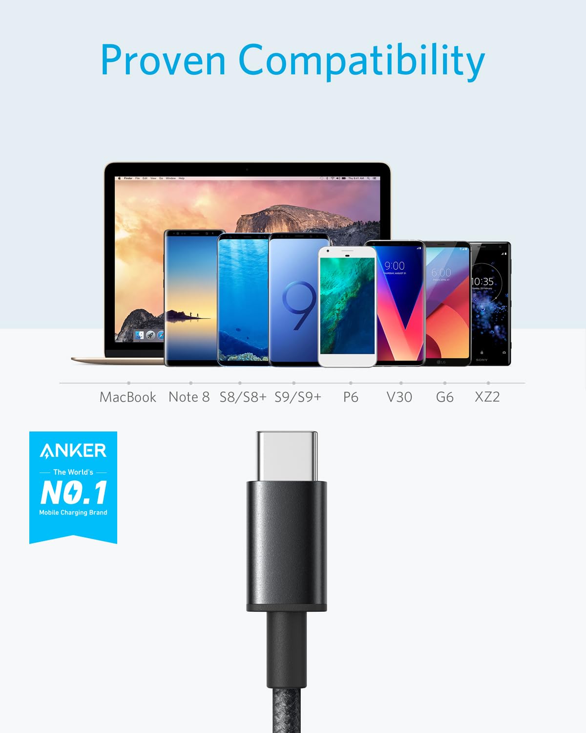 Anker Cable [2 Pack, 3FT], USB A to USB C Cable for iPhone 17 Series,Samsung Galaxy S10 S10+, LG V30, Beats Fit Pro and More (Black)