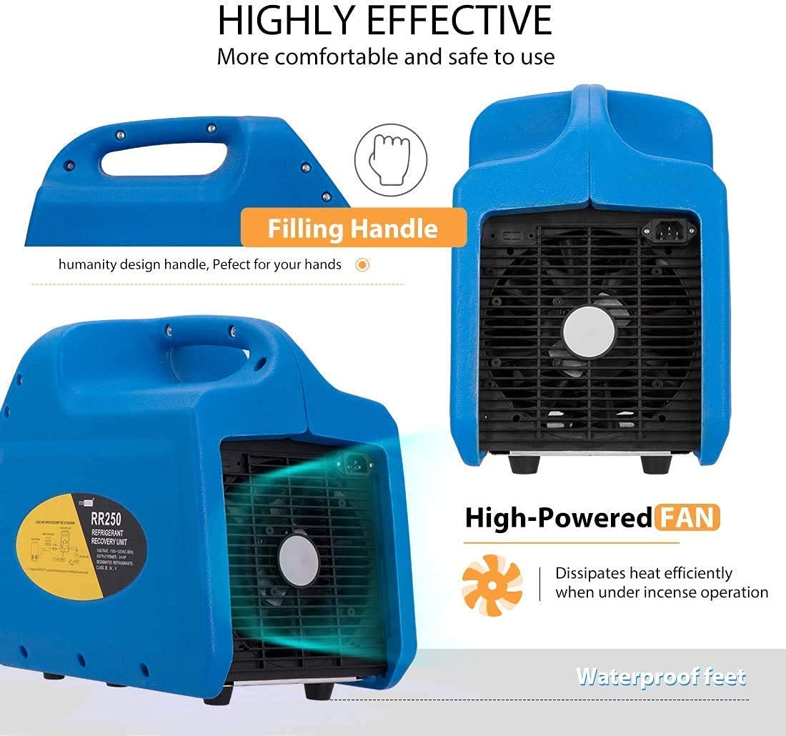 VIVOHOME 110V 1/4 HP 3.5 CFM Single Stage Rotary Vane Air Vacuum Pump with Oil Bottle and 110-120V AC 60Hz 3/4HP Single Cylinder Portable Refrigerant Recovery Machine Set