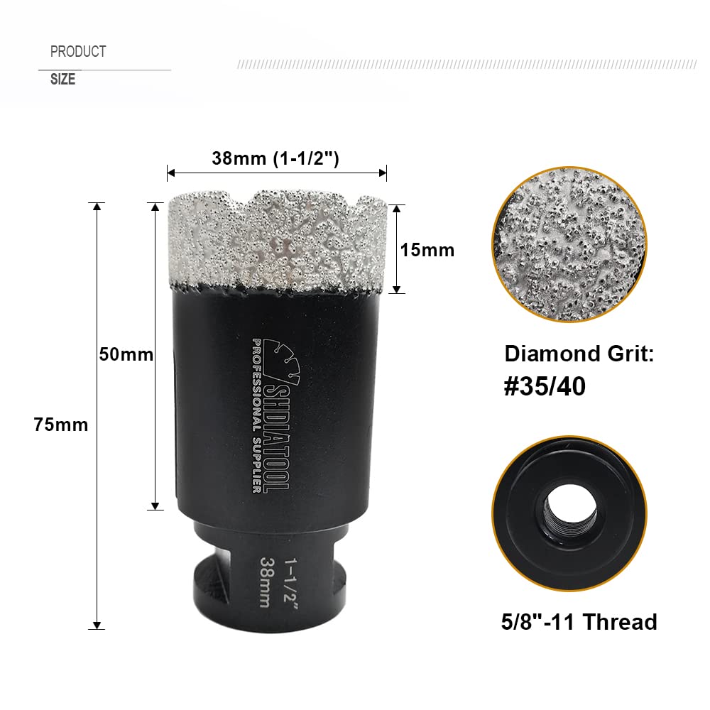 SHDIATOOL Diamond Tile Drill Bits Kit 13pcs, Porcelain Hole Saw Sets, Core Bits Cutter for Drilling Ceramic Marble Granite (6/8/10/20/25/35/50/75/100/20MM/2/SDS/HEX)