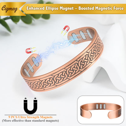 Cigmag Copper Magnetic Bracelet for Men, with Powerful 9X 5000 Gauss Magnets, Adjustable Solid Pure Copper (Axe)