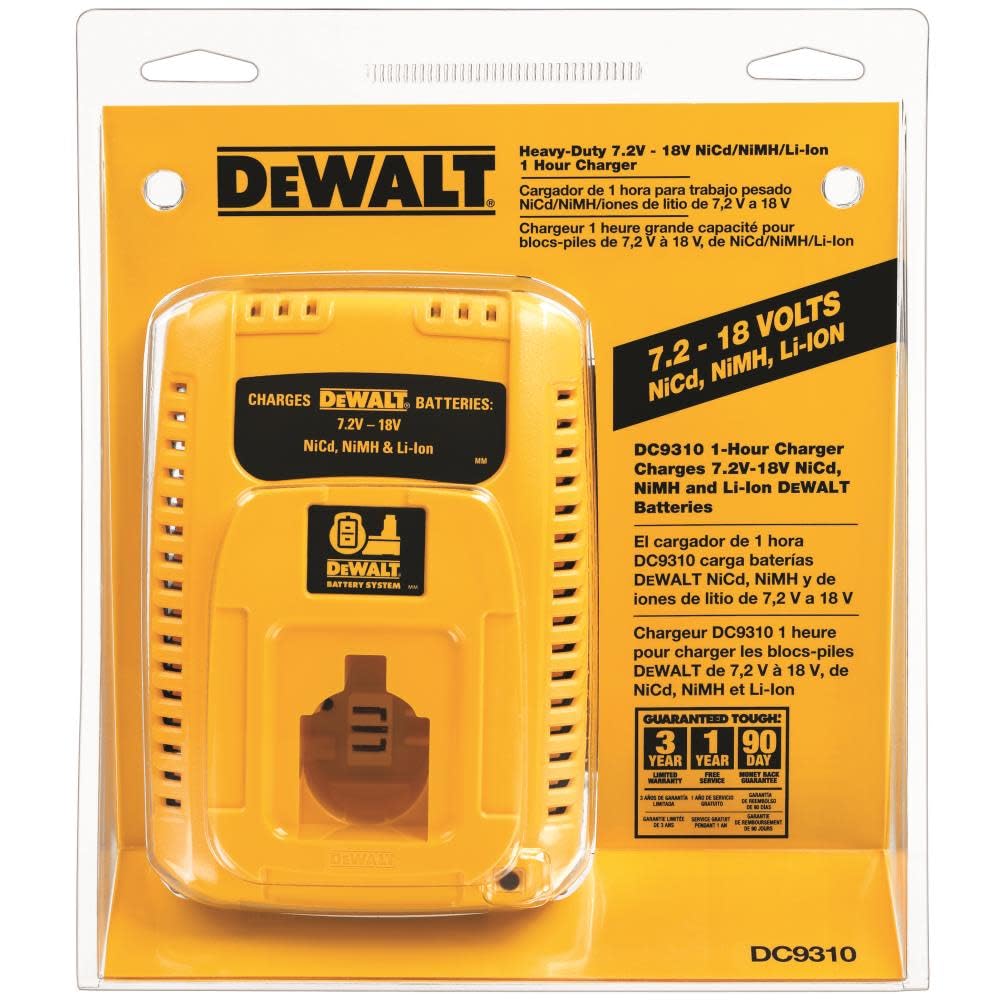 DEWALT Charger for 7.2V-18V Battery, 1-Hour Fast Charging (DC9310)
