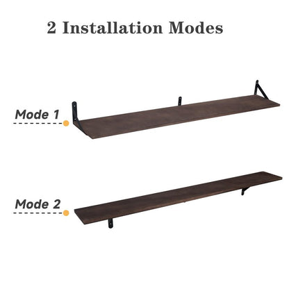 Huiyiaus Long Floating Shelves for Books,Wall Hanging Bookshelf Set of 4,Rustic Wall Mount Book Shelf Wood Extra Large for Livingroom Bedroom Kitchen Bathroom Home Office Decor,47 Inches(Dark Brown)
