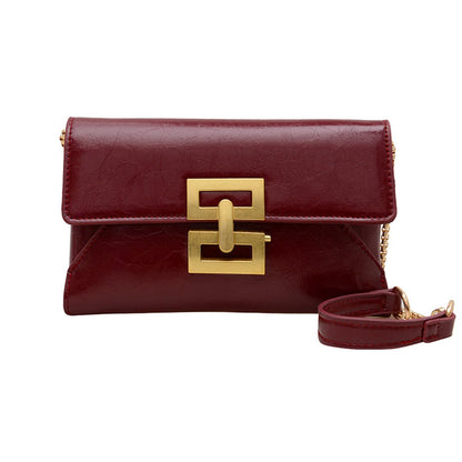 GRUMOTA Mini Burgundy Crossbody Envelope Bag for Women,Vintage PU Leather Clutch Purse, Small Evening Handbags(Wine Red)