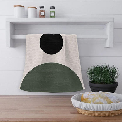 OHSUL Boho Kitchen Towels, Green Decorative Hand Towels, Bohemian Style Kitchen Bath Decor, Dish Tea Hand Towels for Home Use 16x24 Inch (Dark Green)