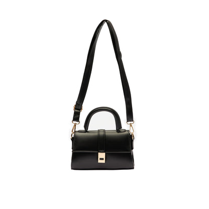 MOON CANTA Mini Crossbody Bag for Women – Small Faux Leather Shoulder Purse with Gold Lock, Elegant Design for Daily Use & Parties (Black)