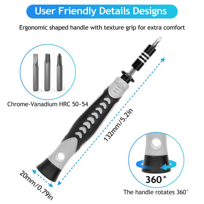 Precision Screwdriver Set, 130 in 1 Screwdriver Kit with 120 Screwdriver Bits Repair Tool Kit, Magnetic Screwdriver Set for Repair Computer, Smart Phone, Household Appliances, Game Console (Blue)