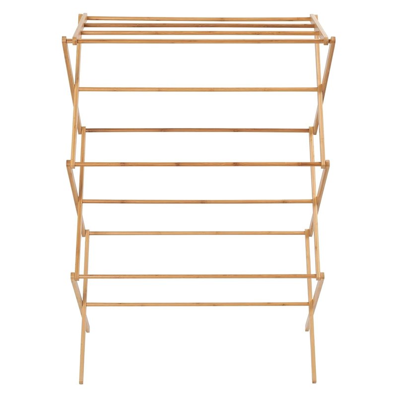 Collapsible Bamboo Drying Rack – Foldable Laundry Drying Stand for Indoor/Outdoor Use – Space-Saving Clothes Rack for Towels, Blankets & Delicates