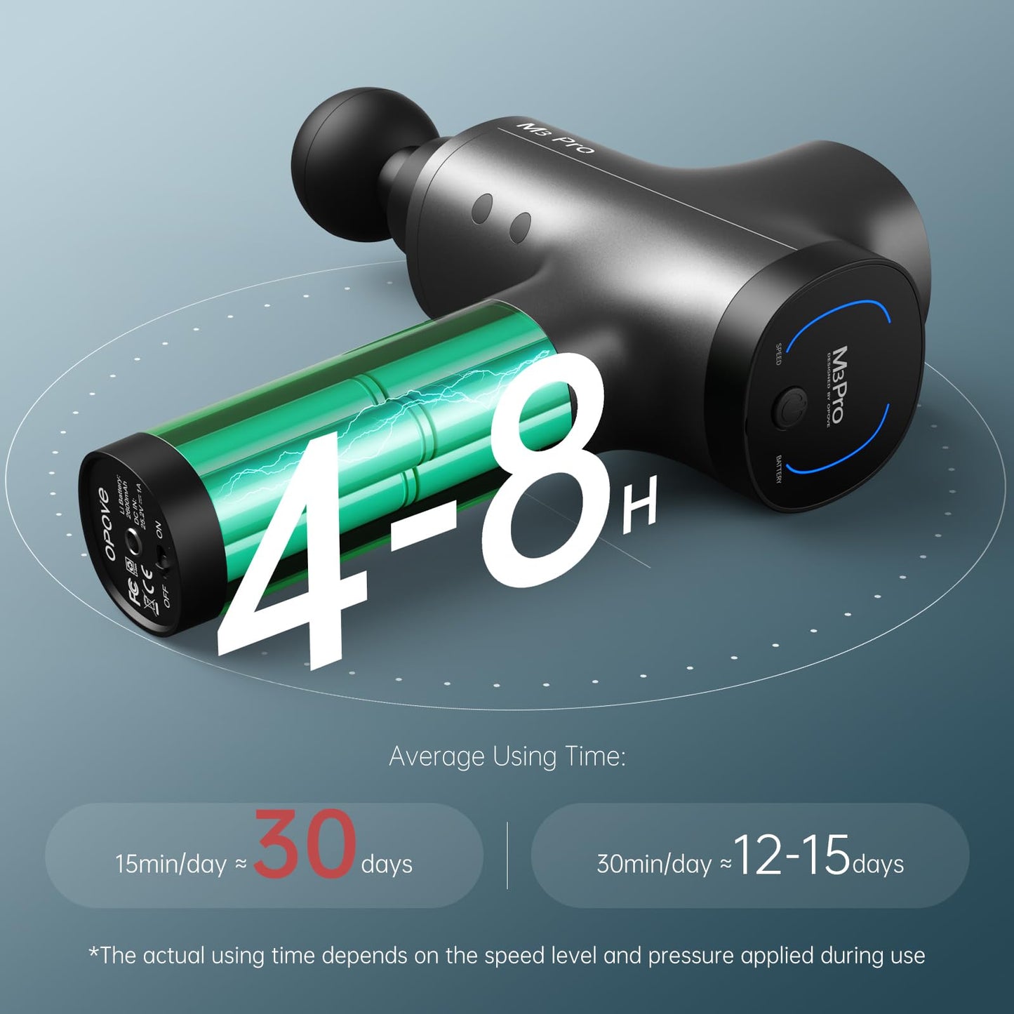 opove M3 Pro 2 Massage Gun Deep Tissue Percussion Muscle Massager for Workout, Handheld Percussive Therapy Fascia Gun for Athletes Fast Recovery 4-8 Hours Long Battery Life, Powerful, Quiet, Black