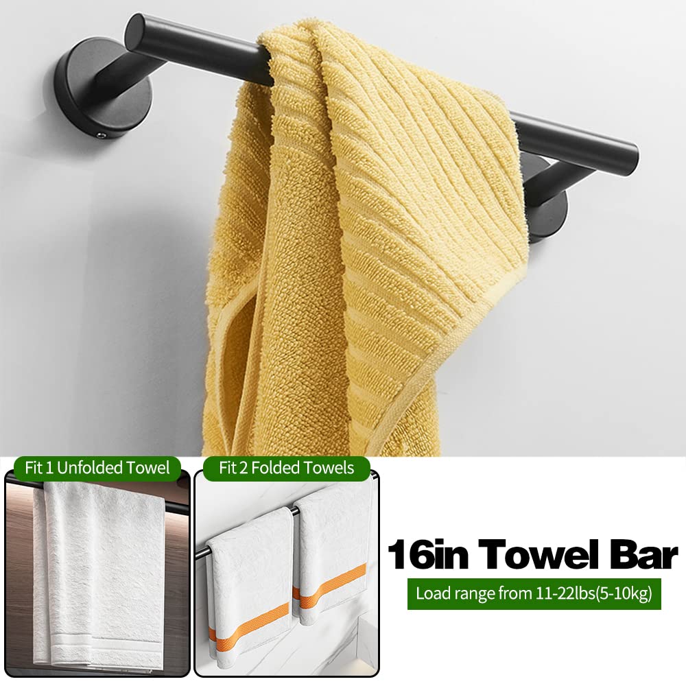 20pcs Bathroom Hardware Set, Matte Black Bathroom Hardware Set, Including 16" Hand Towel Bars, Toilet Paper Holders, Towel Rings, Robe Towel Hooks