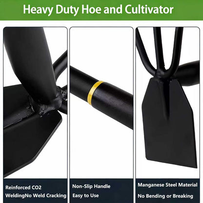 AHUDKKY Hoe and Cultivator, Hoe Garden Tool, Hand Hoe Cultivator Garden Tool, Thickened Manganese Steel, Garden Hoe for Weeding, Planting, Loosening Soil, Digging，No Assembly Required