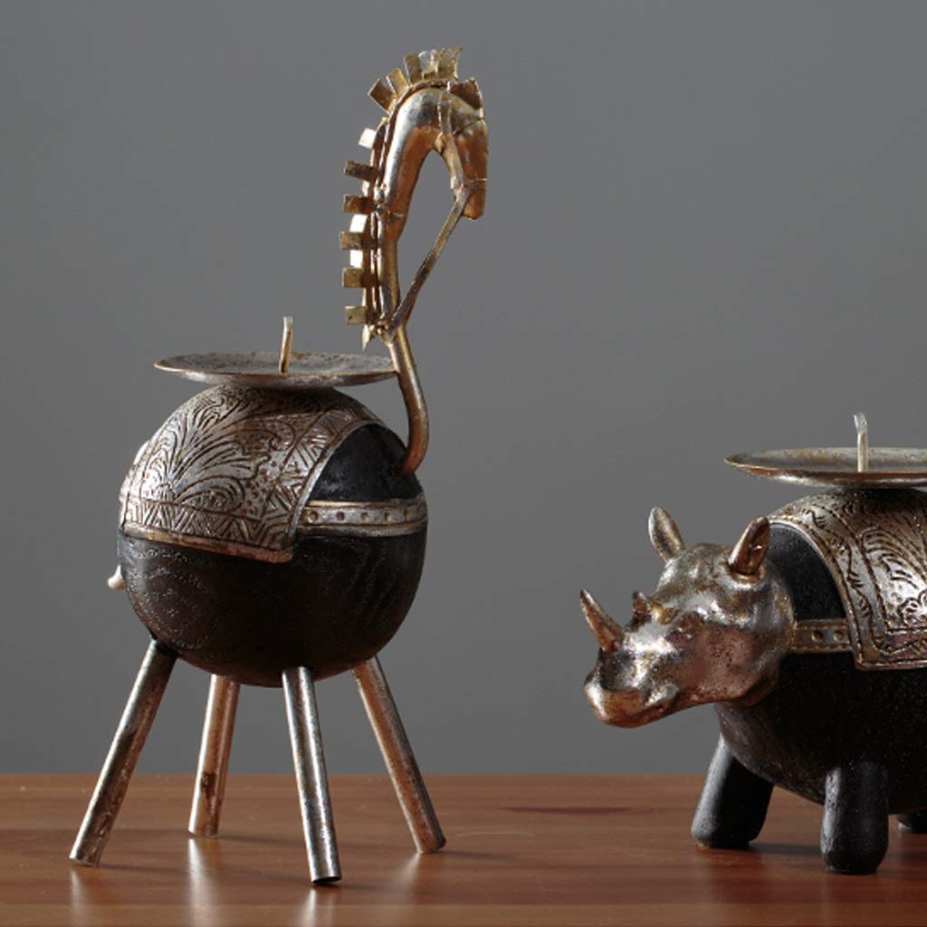 XILIN-1987 Candle Holderss Retro Candle Holder Home Soft Decoration Coffee Shop Bar War Horse Candlestick Decoration Decorative Candlestick