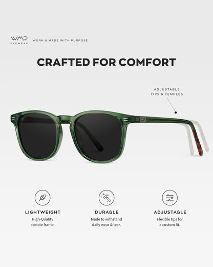 WMP Eyewear - Men's Polarized Modern Rounded Square Sunglasses